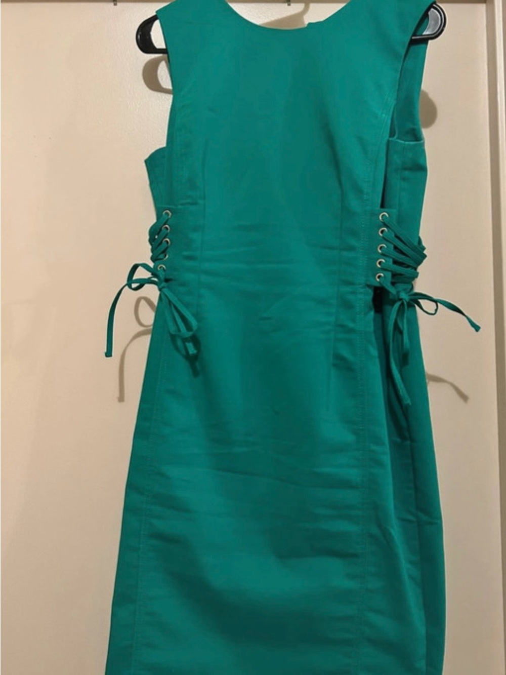 Calvin Klein Teal Sleeveless Sheath Dress with Side Lace-Up